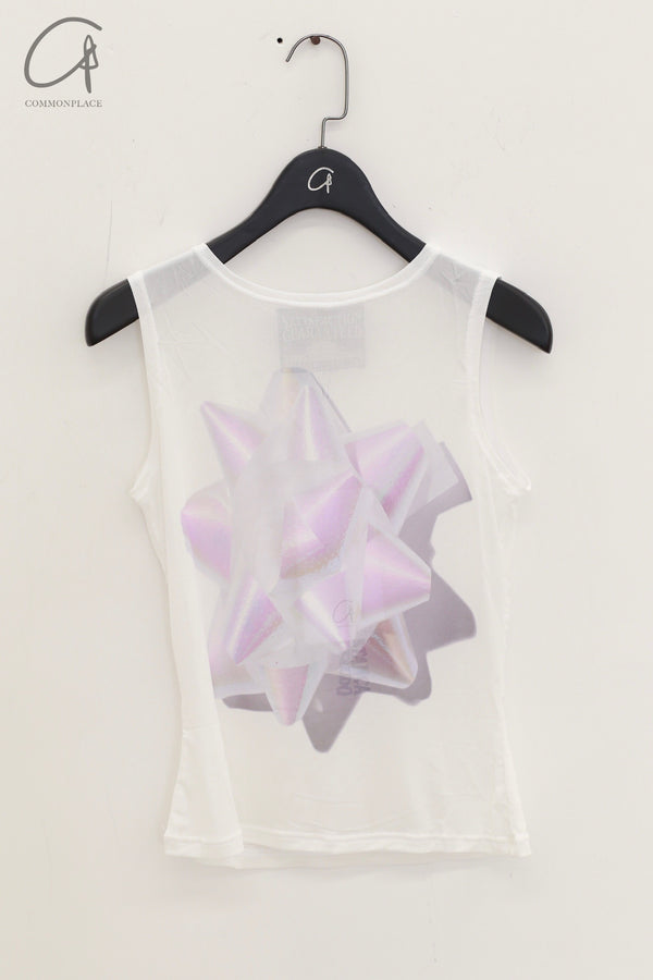 CONSTANÇA ENTRUDO Mesh print top CE-SS24_TOP02-BAI White